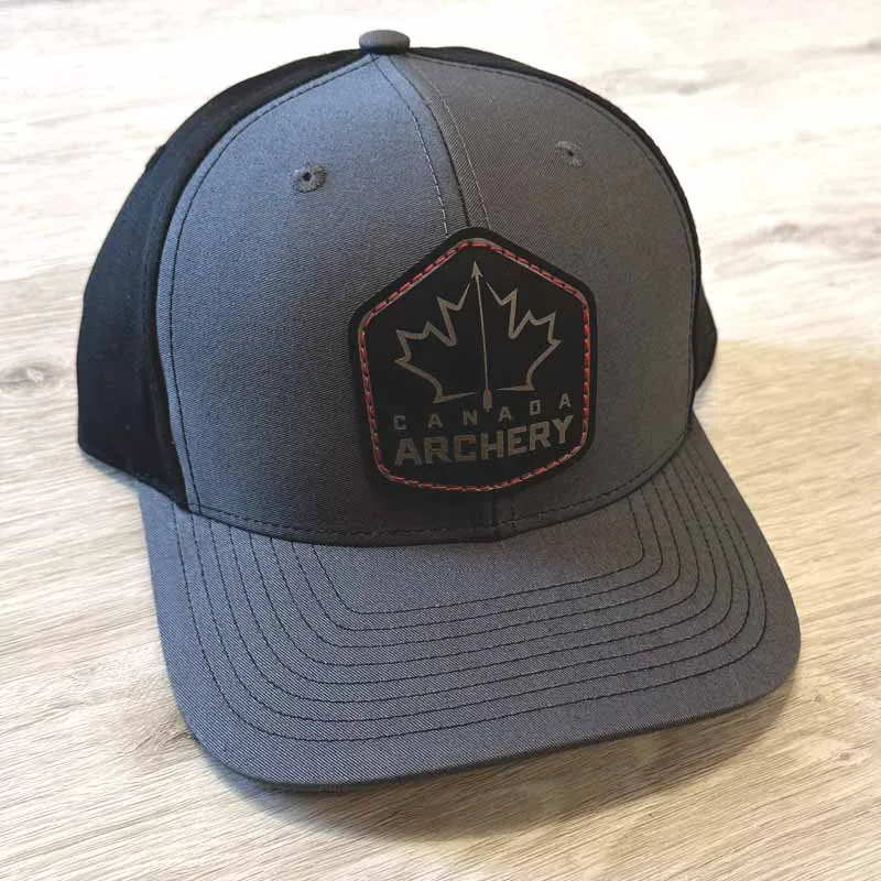 Canada Archery Leather Patch Hat - Charcoal/Red Stitching