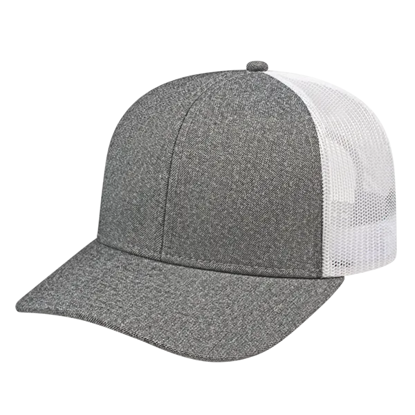 Cap America Custom Embroidered Hat with Logo - Premium Melange Trucker Mesh Back Cap i8518