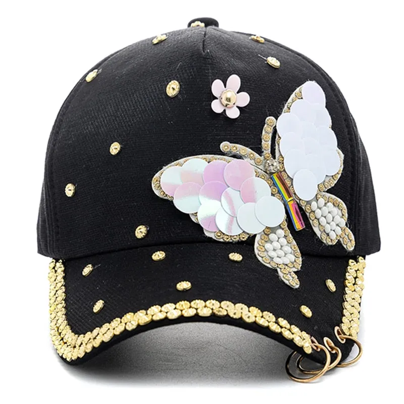 Caps For Women Bow Rhinestones Hoop Trim Design Baseball Cap Women Casual Adjustable Streetwear Outdoor Hats Dropshipping