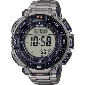 Casio Men's Digital Watch - Pro Trek Compass Grey Titanium Bracelet | PRG-340T-7CR