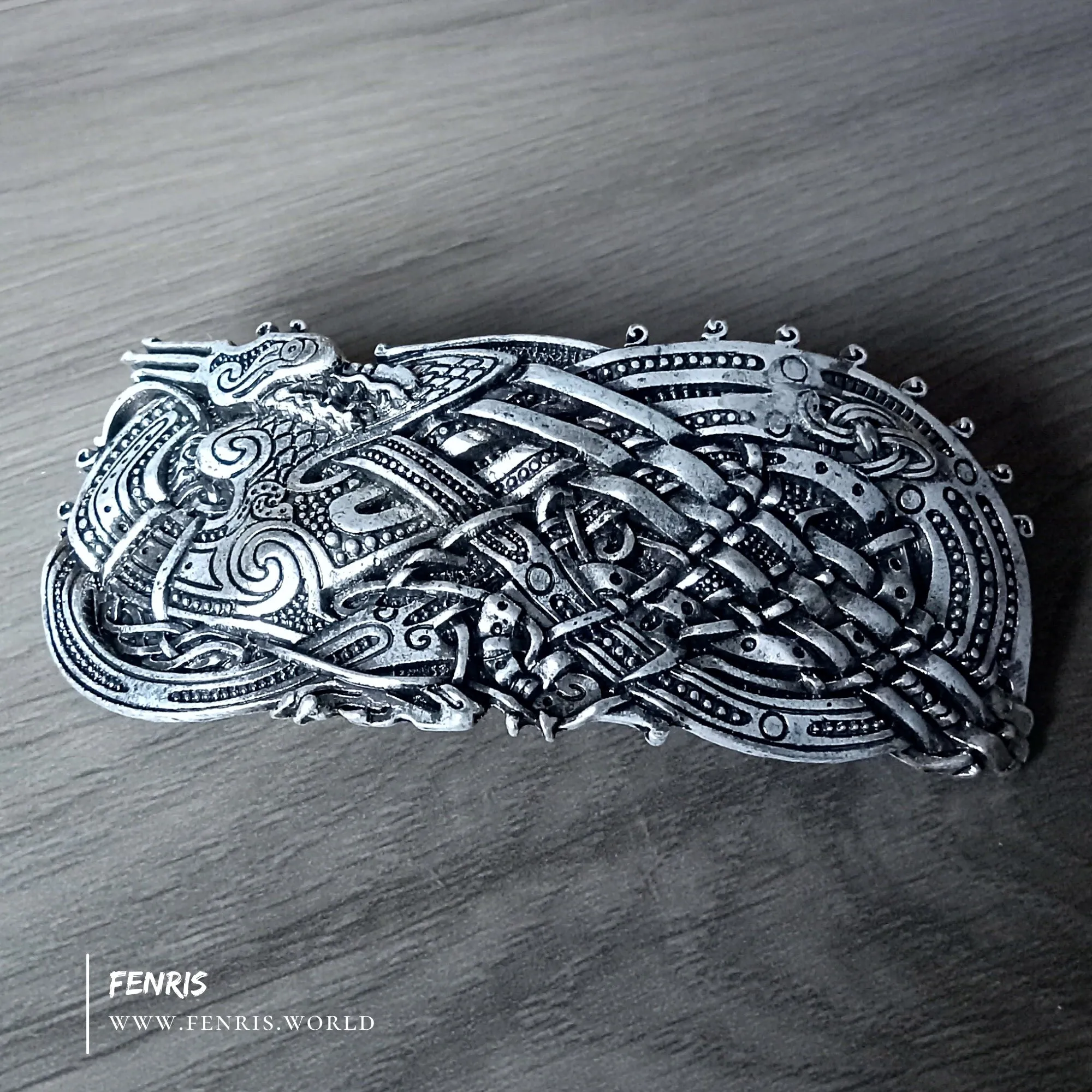 Celtic Dragon Barrette Hair Clip Silver Celtic Knot