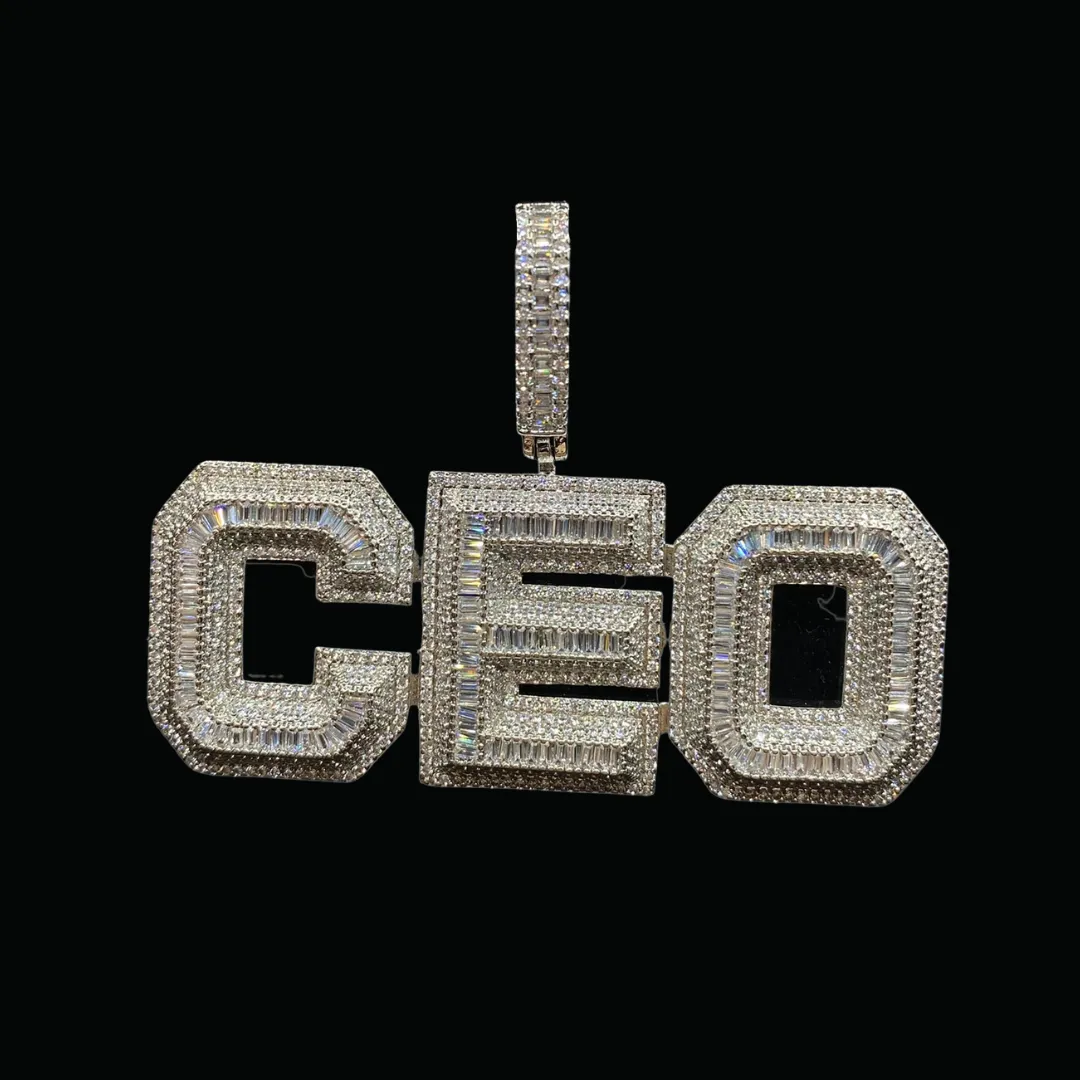 CEO v2 Iced Out Letter Diamond Pendant Necklace