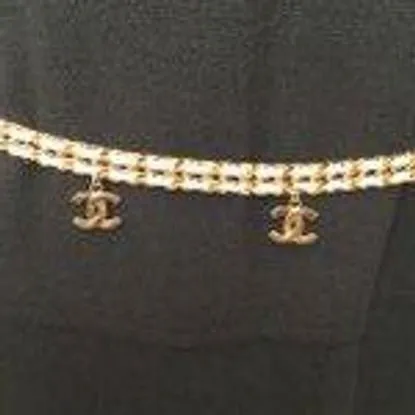 Chanel Vintage 01A White Leather Gold Metal CC Chain Belt