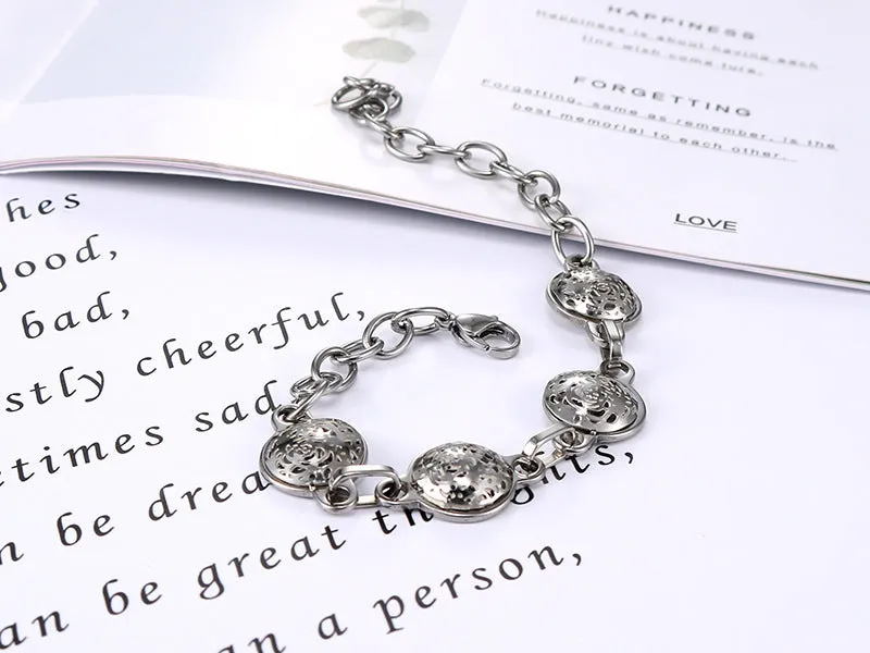 Chic Korean Snowflake Cutout Titanium Steel Bracelet for Women, Simple and Stylish Stainless Steel Jewelry