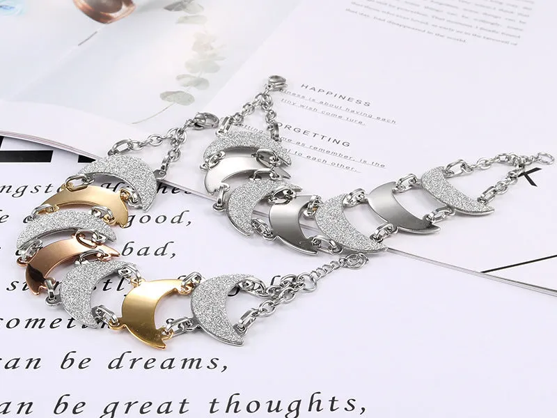 Chic Matte Titanium Steel Bracelet for Women, Personalized Elegant Crystal Jewelry