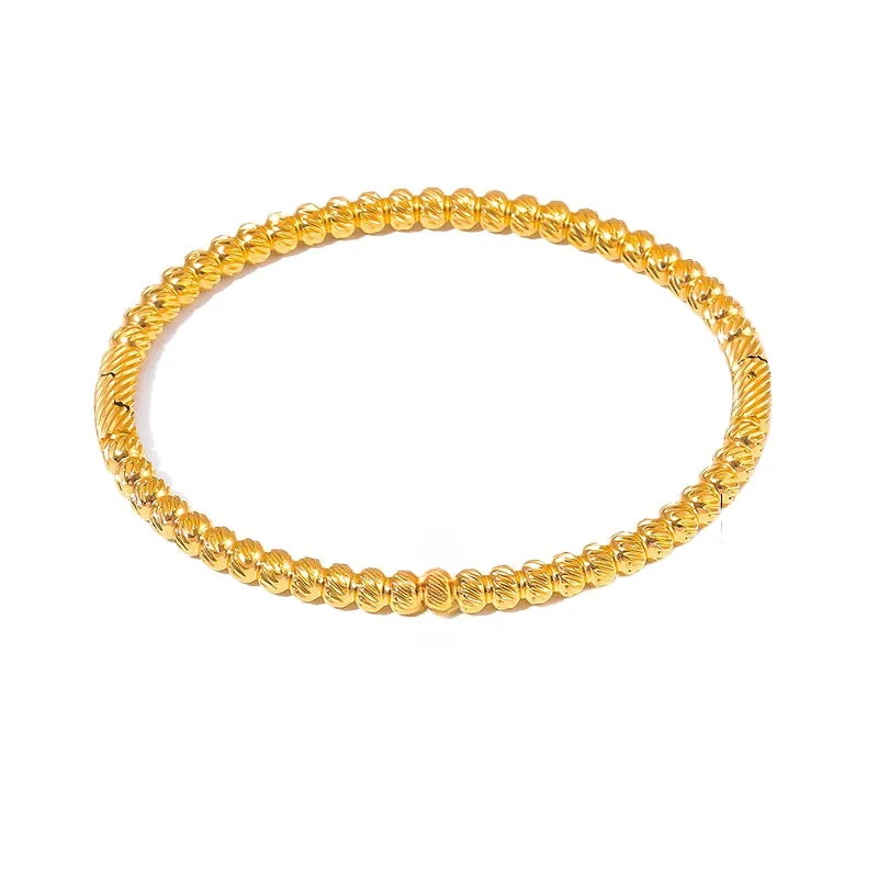 Chic Minimalist Gold Plated Bracelet with Geometric Bead Design