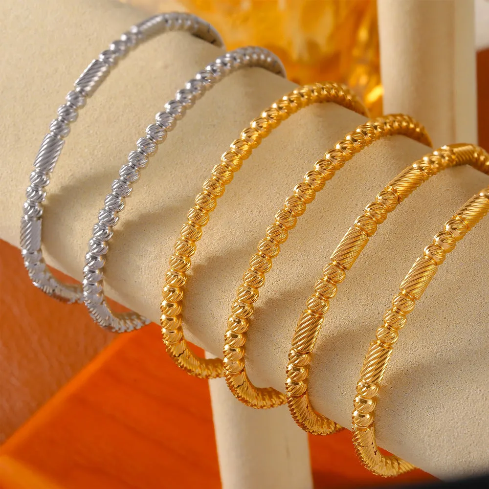 Chic Minimalist Gold Plated Bracelet with Geometric Bead Design