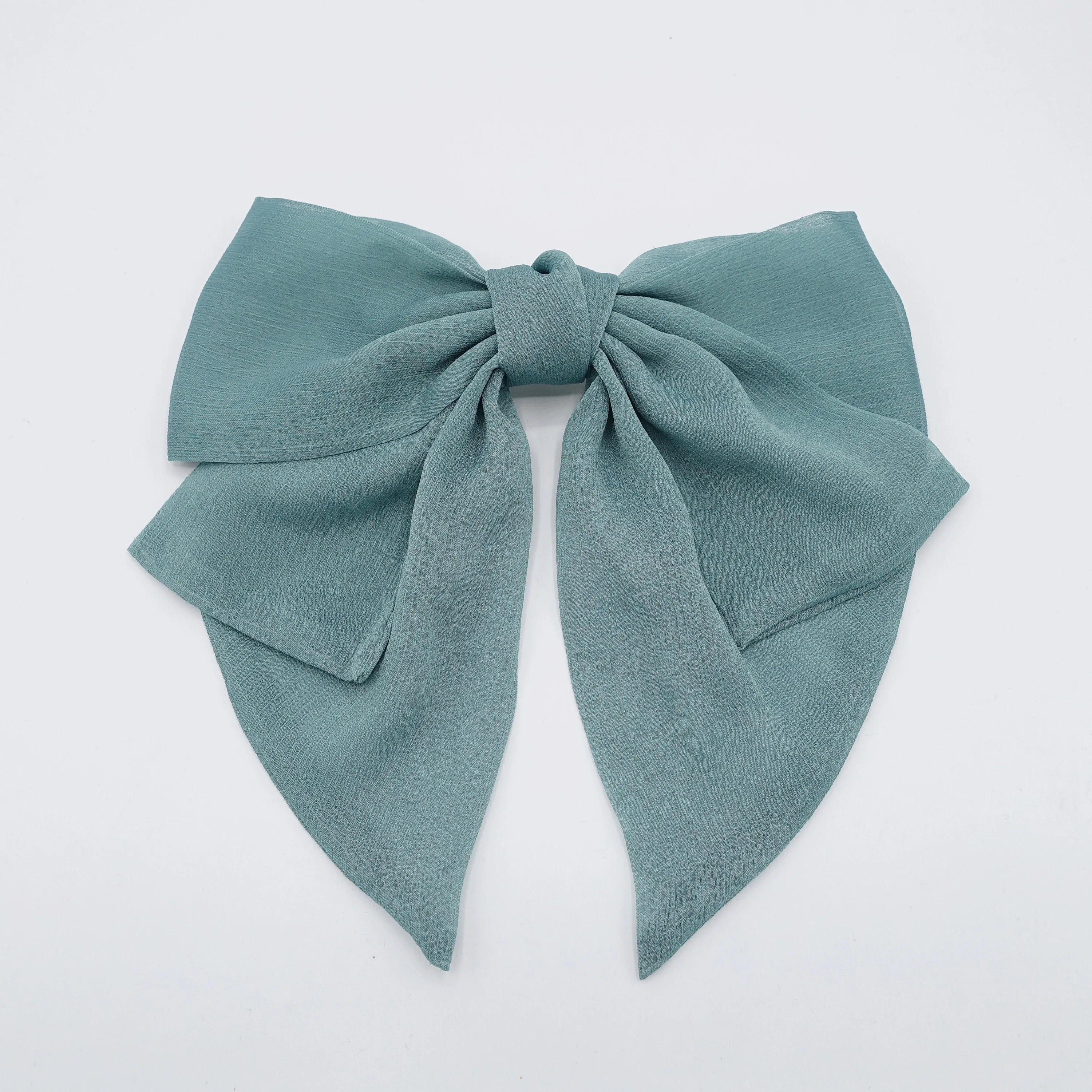 chiffon 2 tails hair bow large hair accessory for women