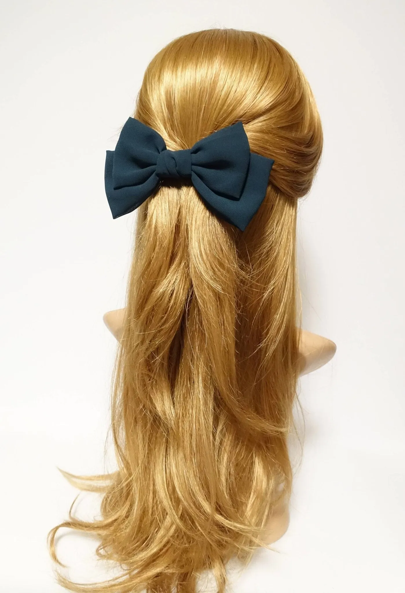 chiffon Bow french hair barrette Solid Color Layer hair bow Women Hair Clip