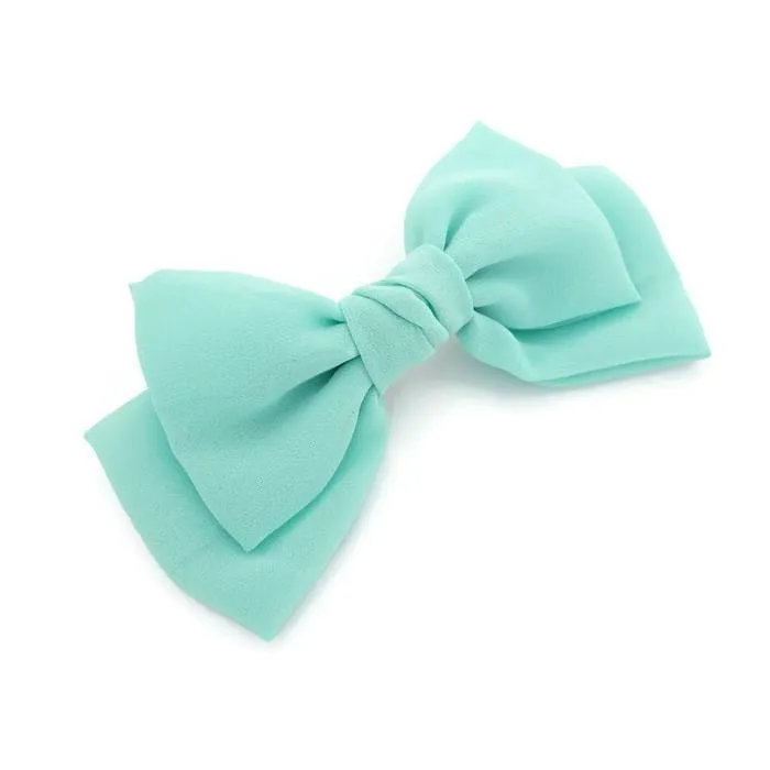 chiffon Bow french hair barrette Solid Color Layer hair bow Women Hair Clip