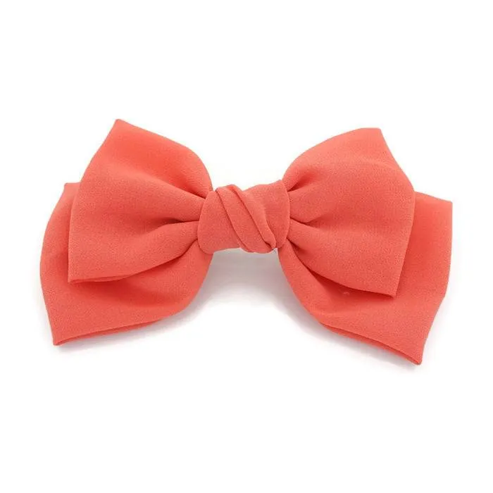 chiffon Bow french hair barrette Solid Color Layer hair bow Women Hair Clip