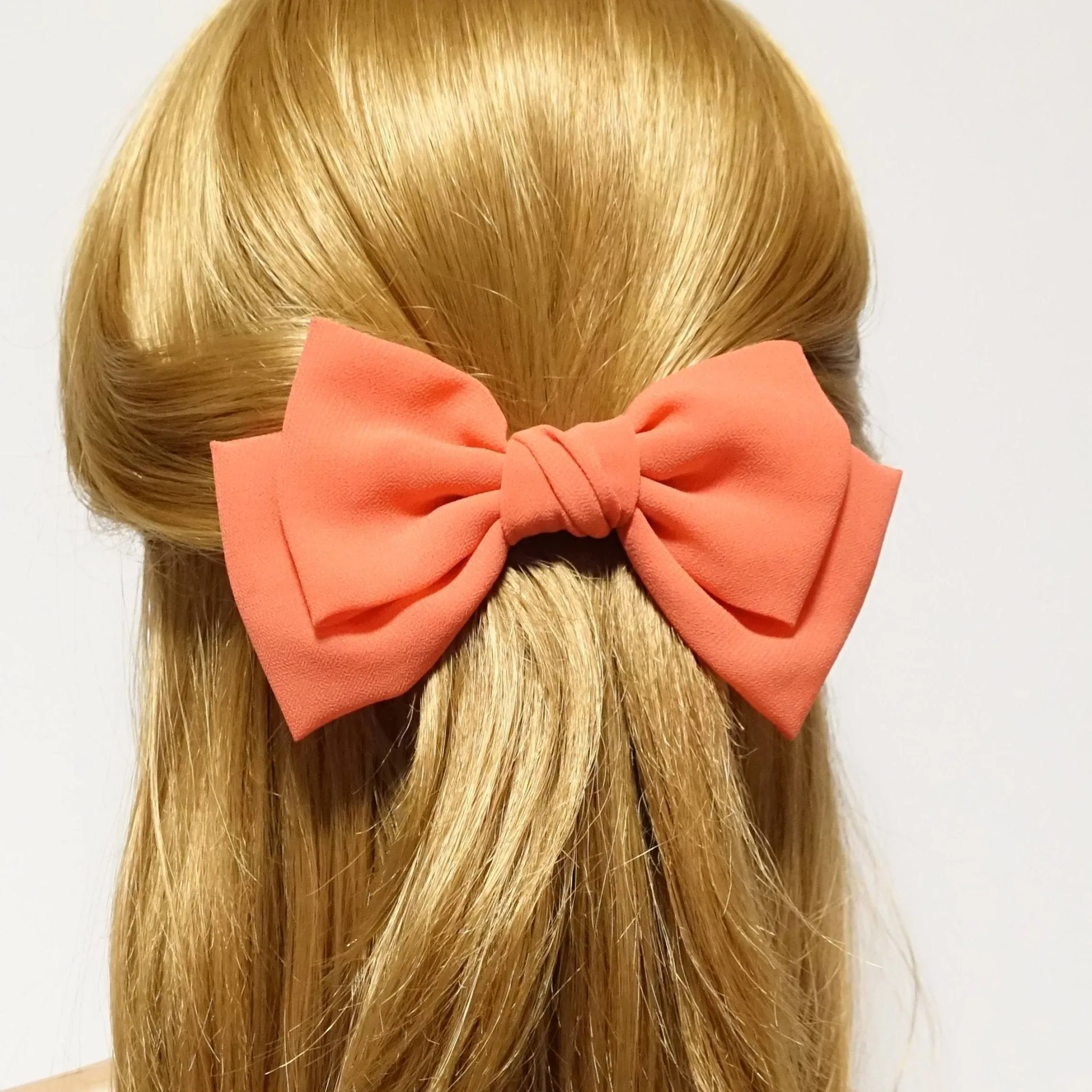 chiffon Bow french hair barrette Solid Color Layer hair bow Women Hair Clip