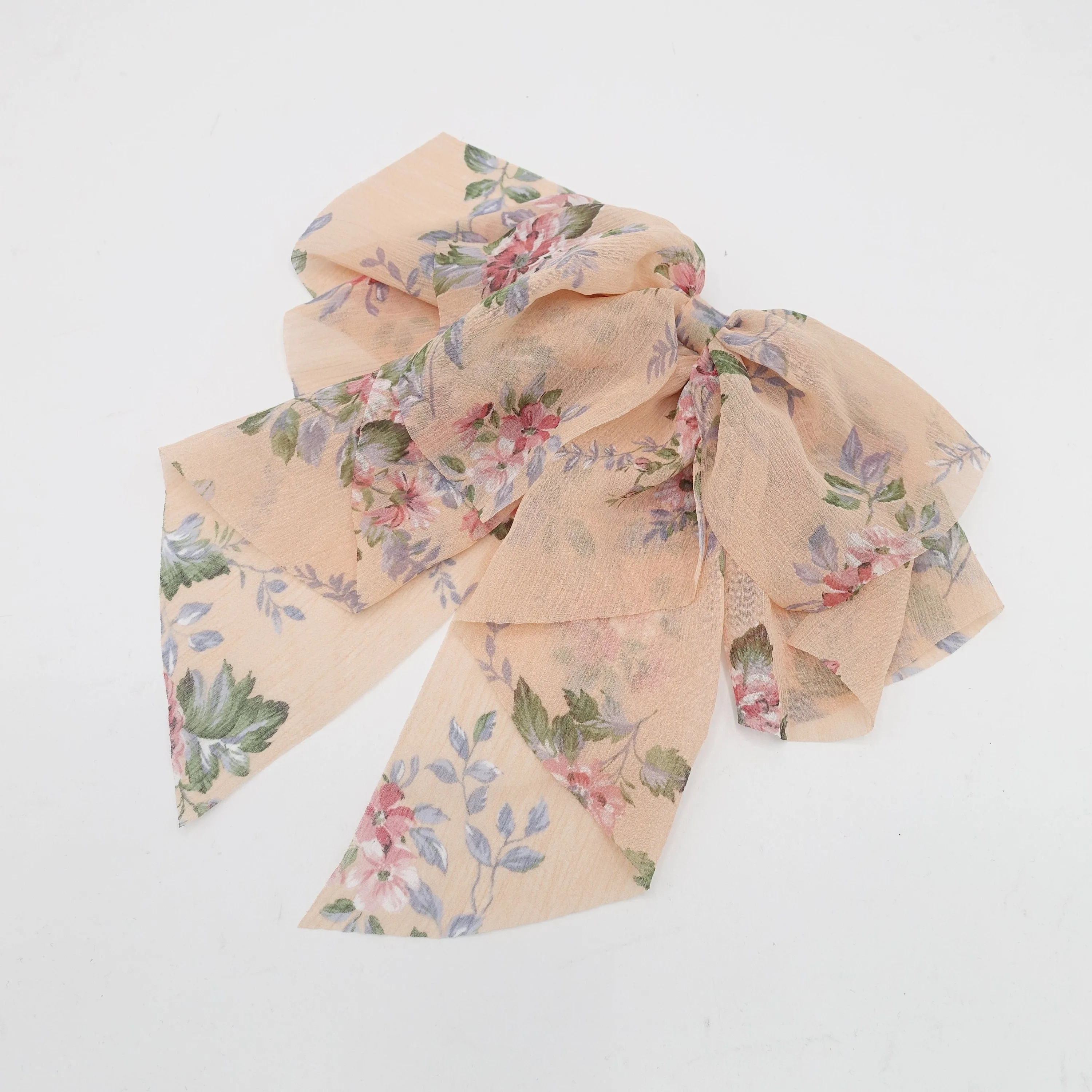 chiffon floral layered hair bow droopy style feminine accessory for women