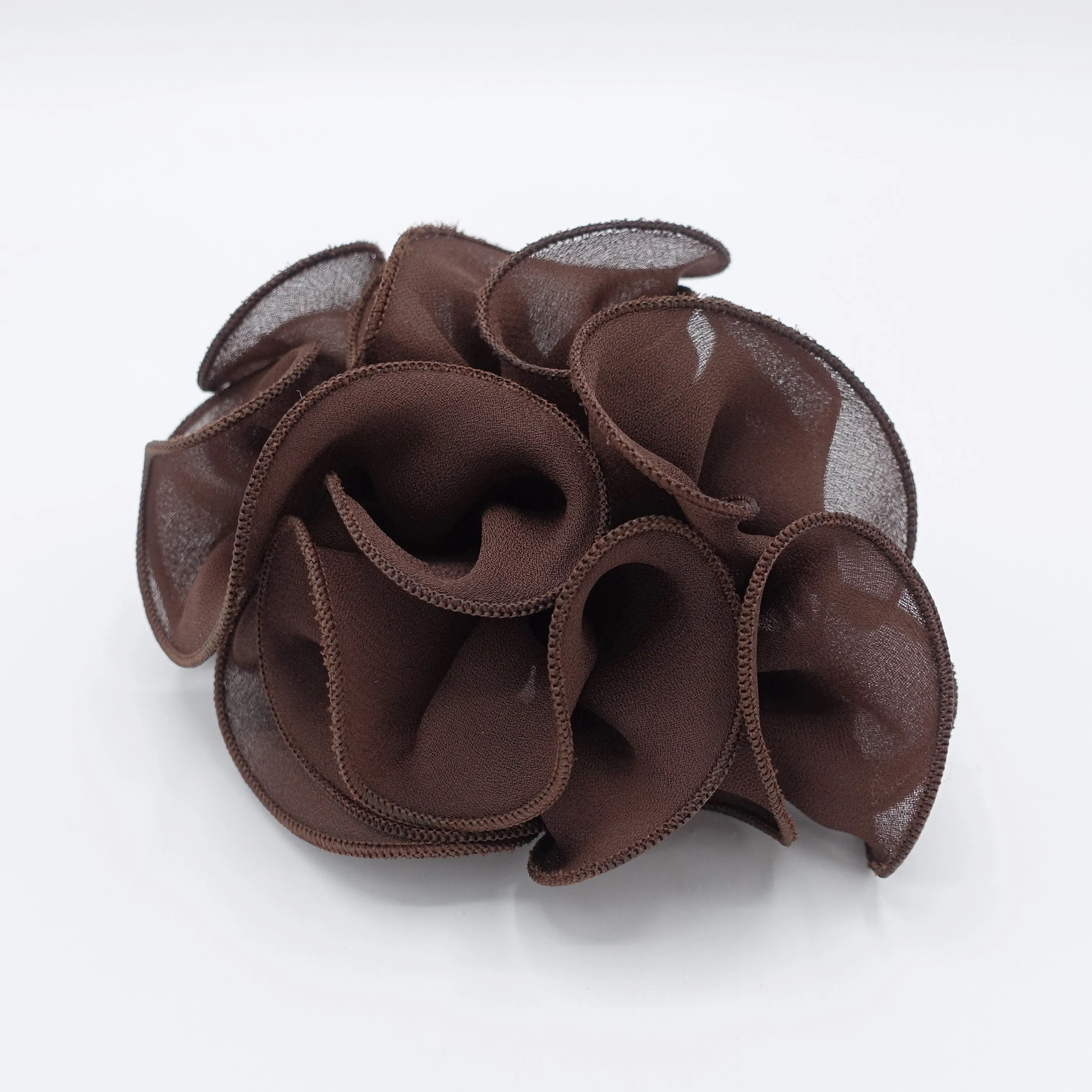 chiffon ruffle edge flower hair barrette for women