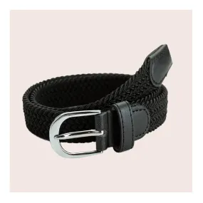 Children's Black Elastic Woven Belt Metal Buckle Belt