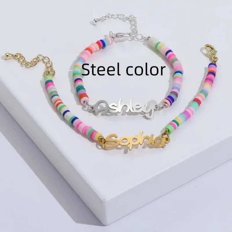 Children's DIY Soft Clay Chain English Name Bracelet