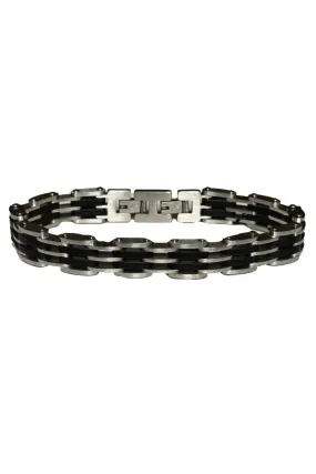 Chrome & Black Stainless Steel Bracelets - Heavy Duty (Unisex)