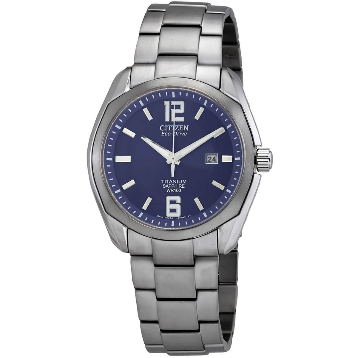 Citizen Men's Eco-Drive Watch - Chandler Blue Dial Titanium Bracelet | BM7080-54L