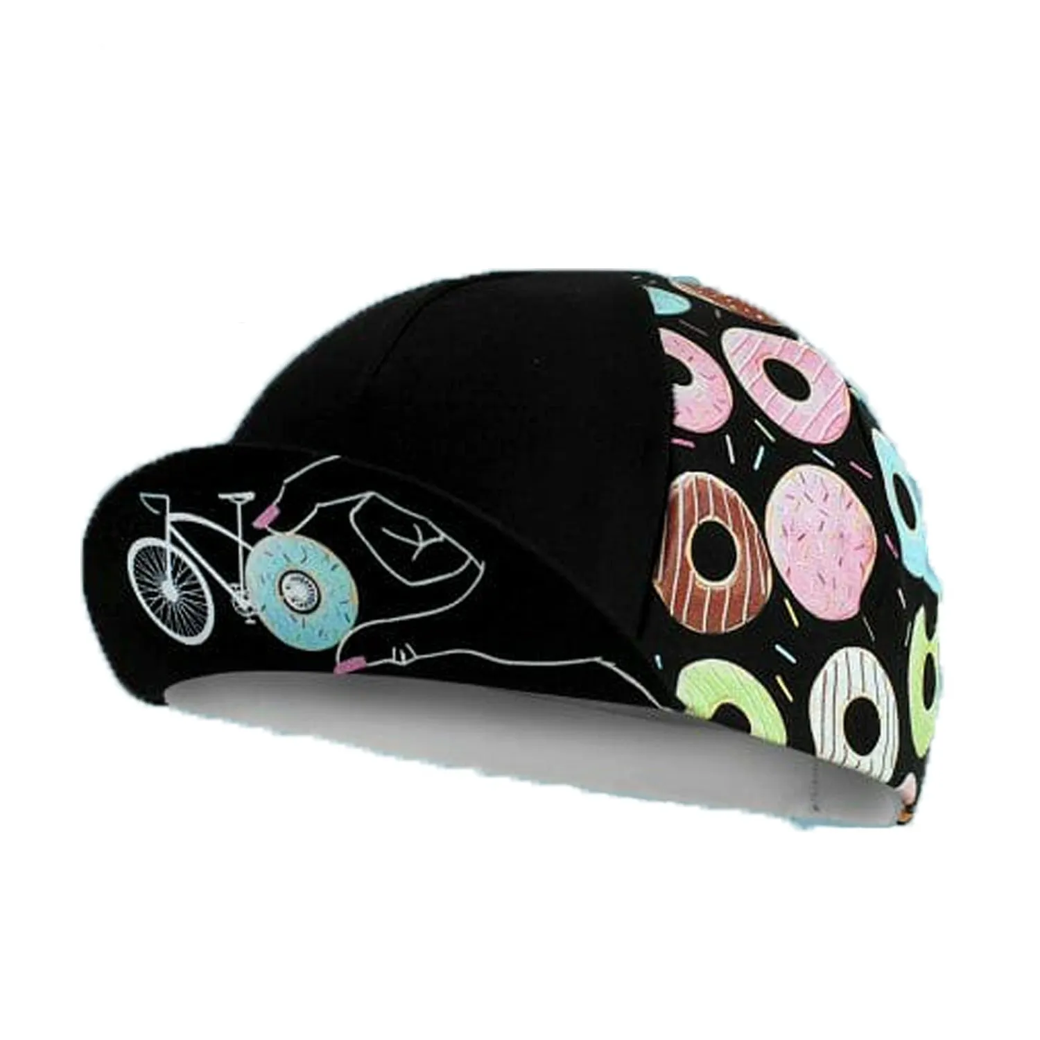 Classic Colorful Cookies Cycling Caps Black Pink  Polyester Breathable Quick Drying Men And Women Wear Bicycle Hat