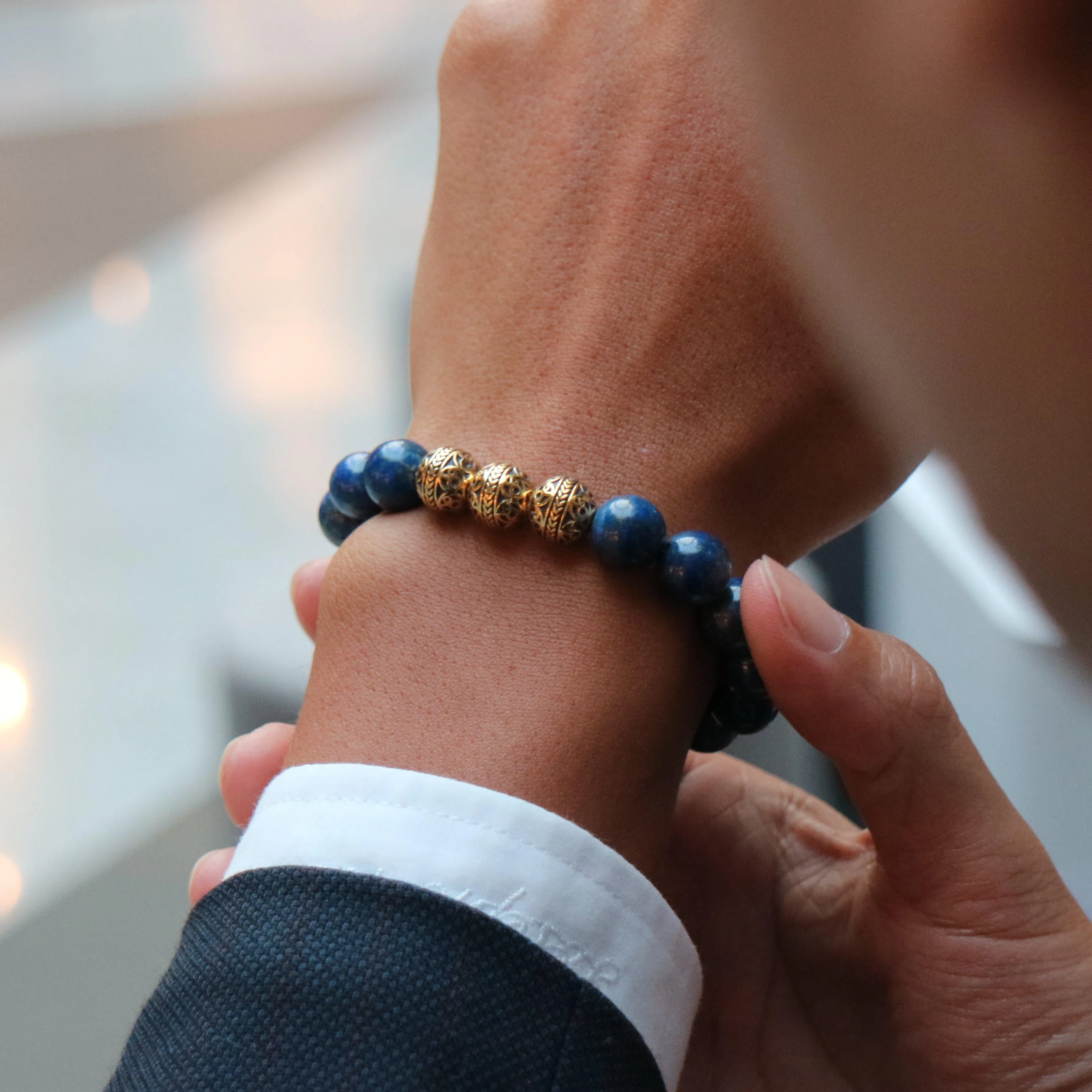 Classic Gold Lapis Lazuli Bracelet