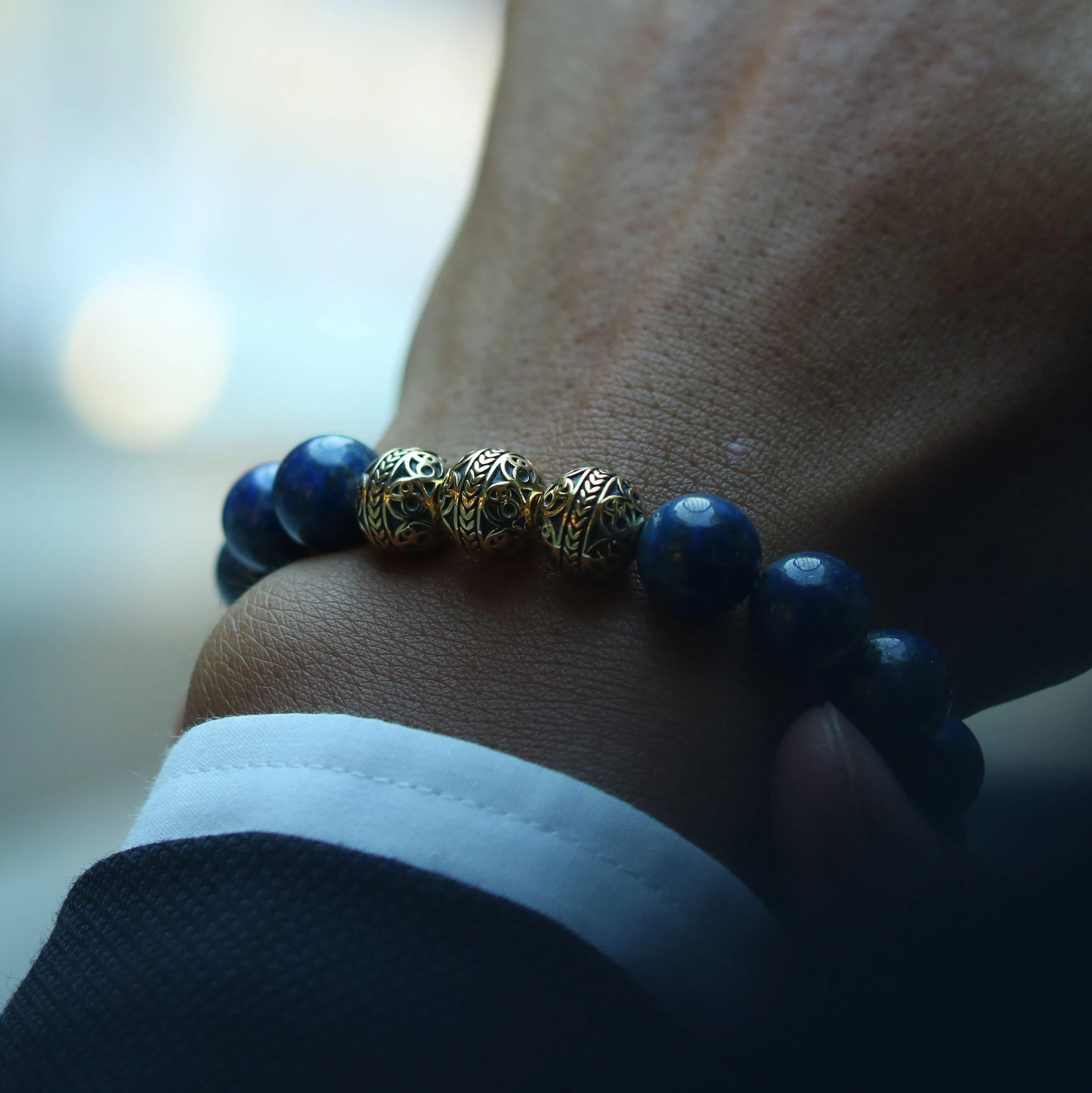 Classic Gold Lapis Lazuli Bracelet