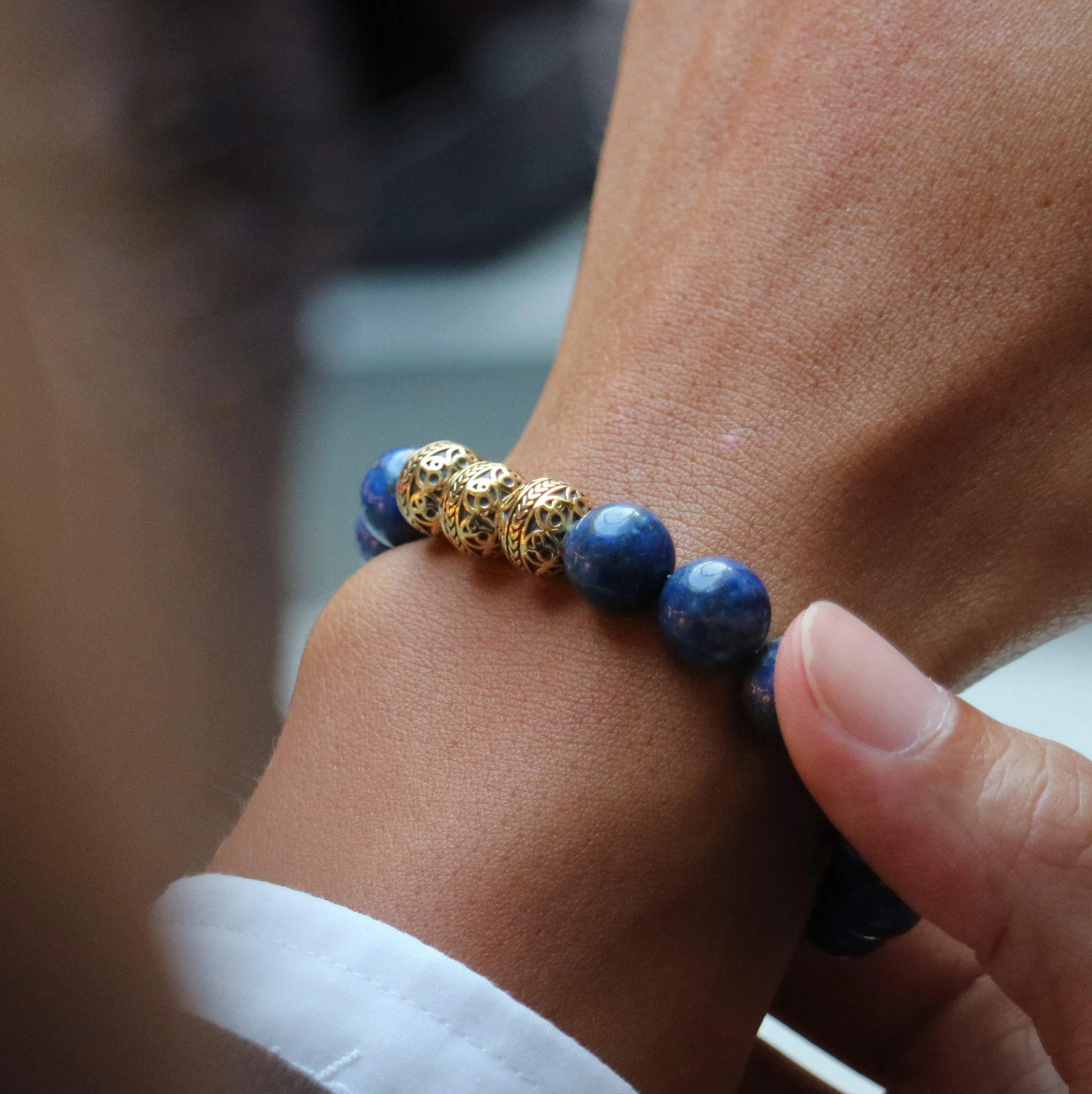 Classic Gold Lapis Lazuli Bracelet