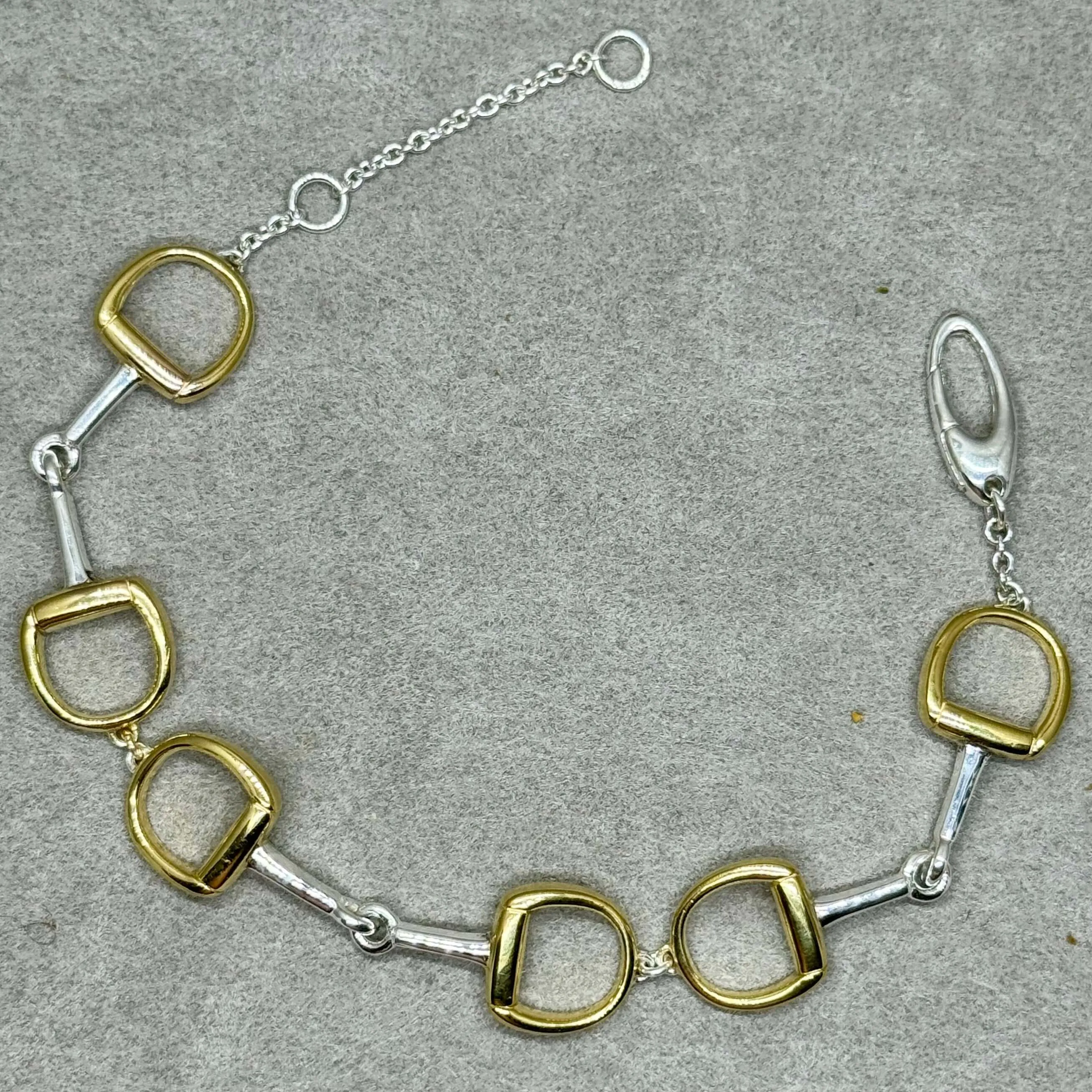 Classic Sterling Silver & Gold Snaffle Bracelet