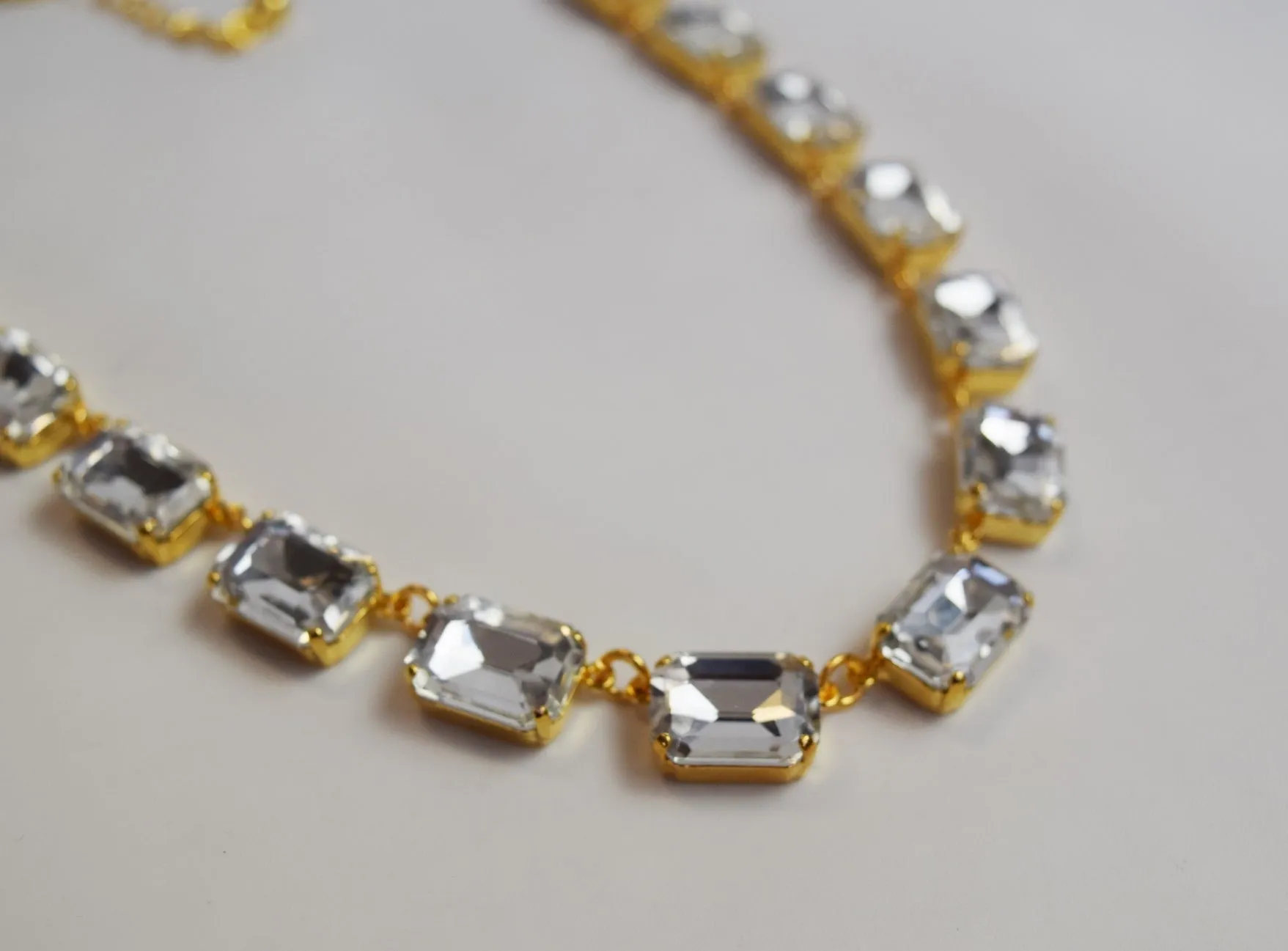 Clear Crystal Swarovski Collet Necklace - Medium Octagon