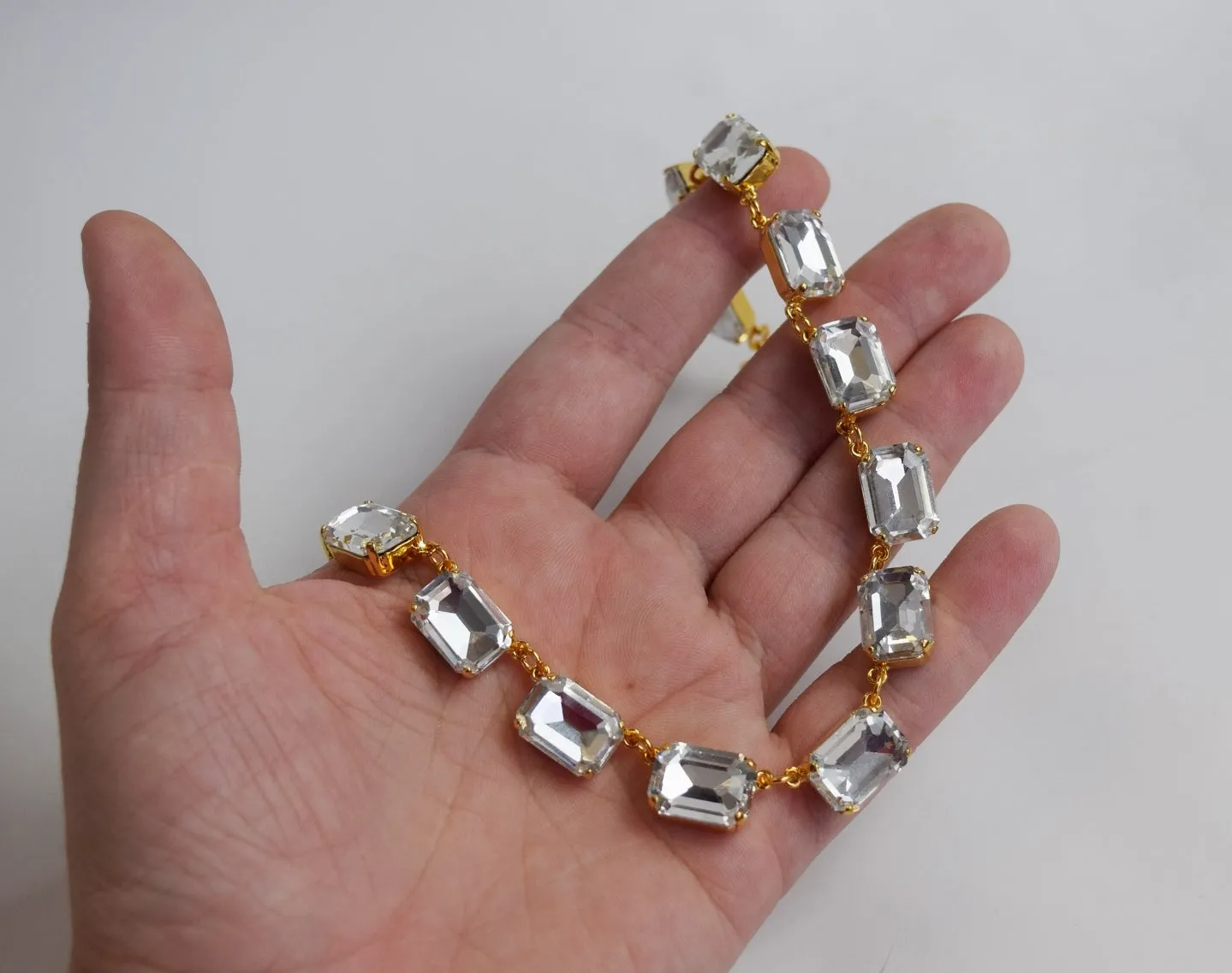 Clear Crystal Swarovski Collet Necklace - Medium Octagon