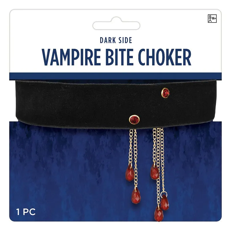 Collier choker morsure de vampire et perle de sang