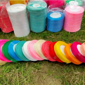 Colourful Organza Fabric Ribbon Lace For Craft Or Decoration - 40 Mtr