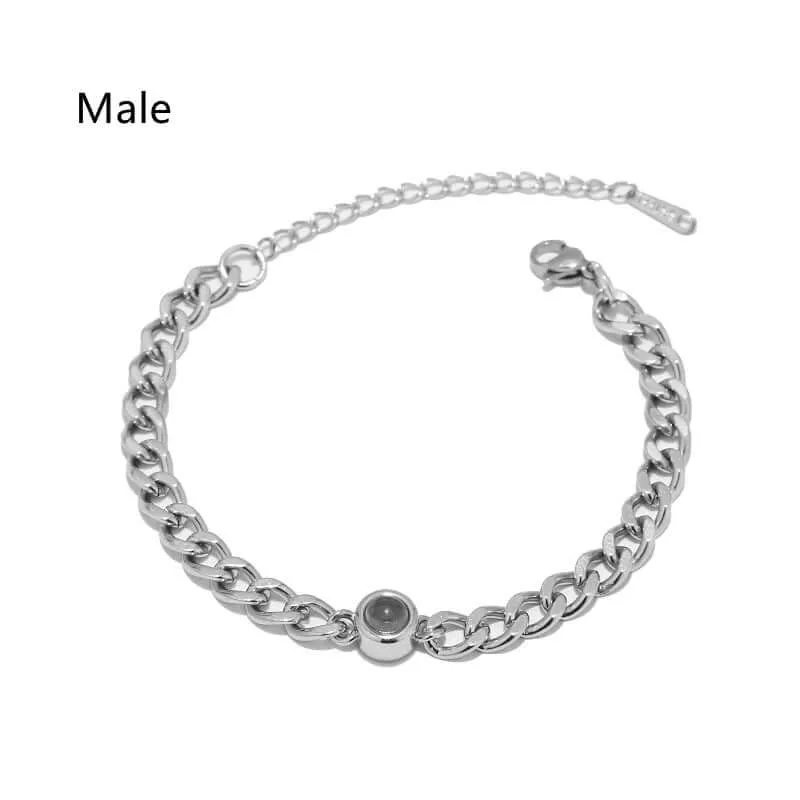 Couple's Unisex Titanium Steel Heavy Link Projection Bracelet