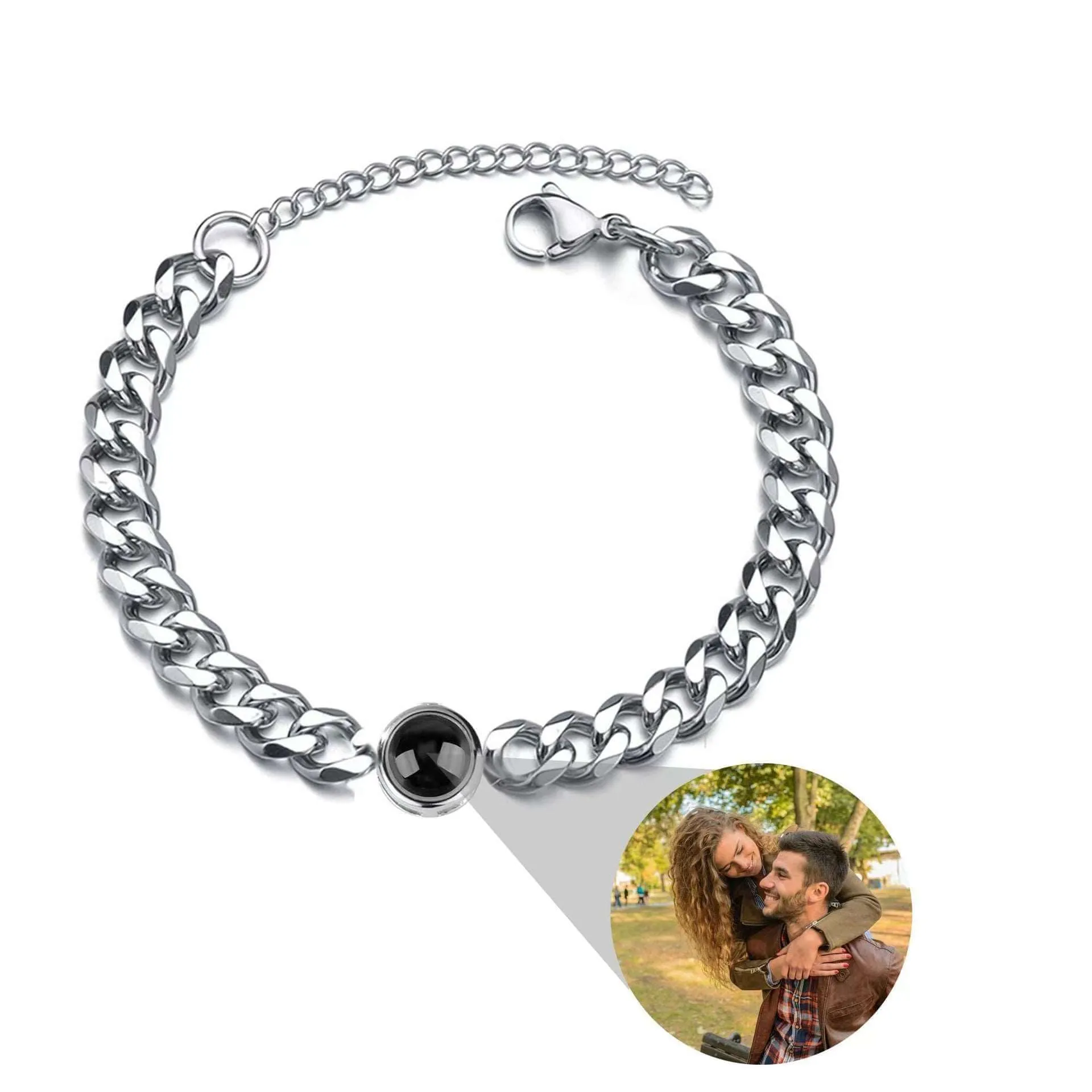 Couple's Unisex Titanium Steel Heavy Link Projection Bracelet