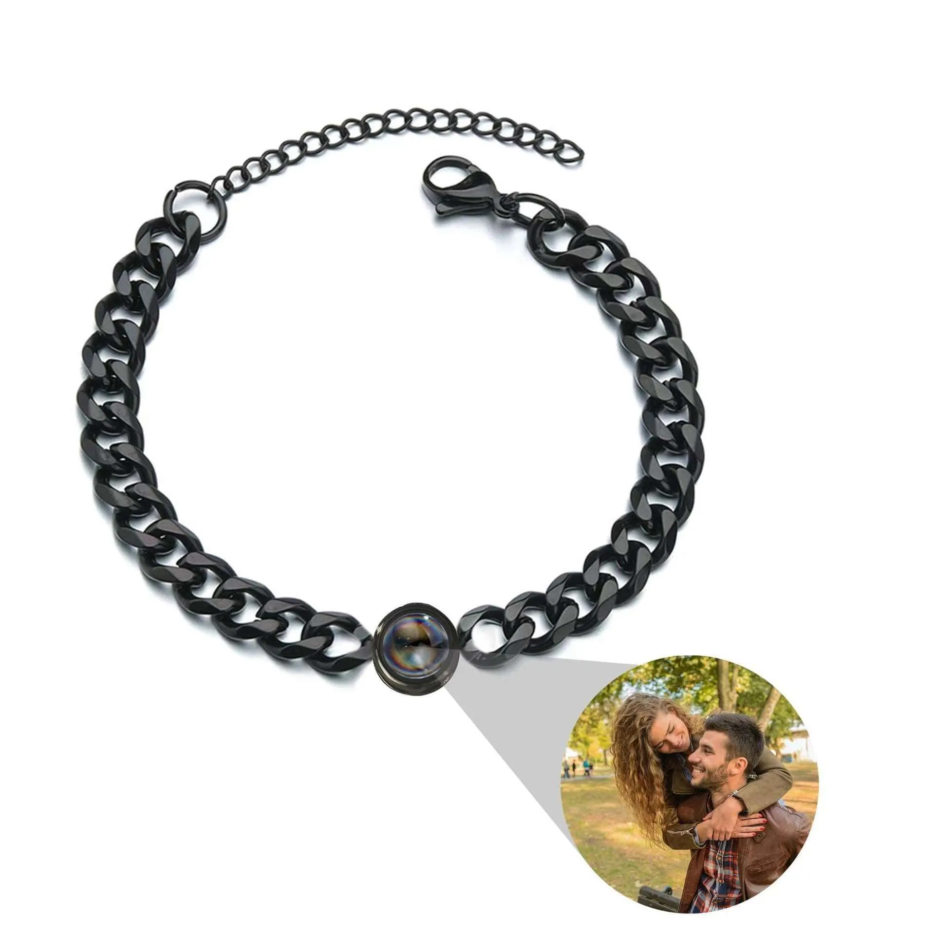 Couple's Unisex Titanium Steel Heavy Link Projection Bracelet