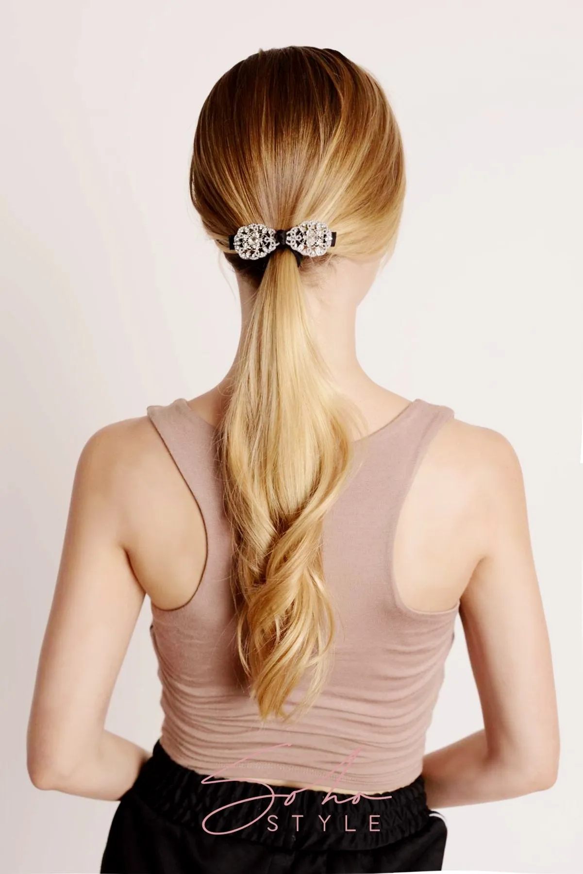 CRYSTAL BOW BARRETTE