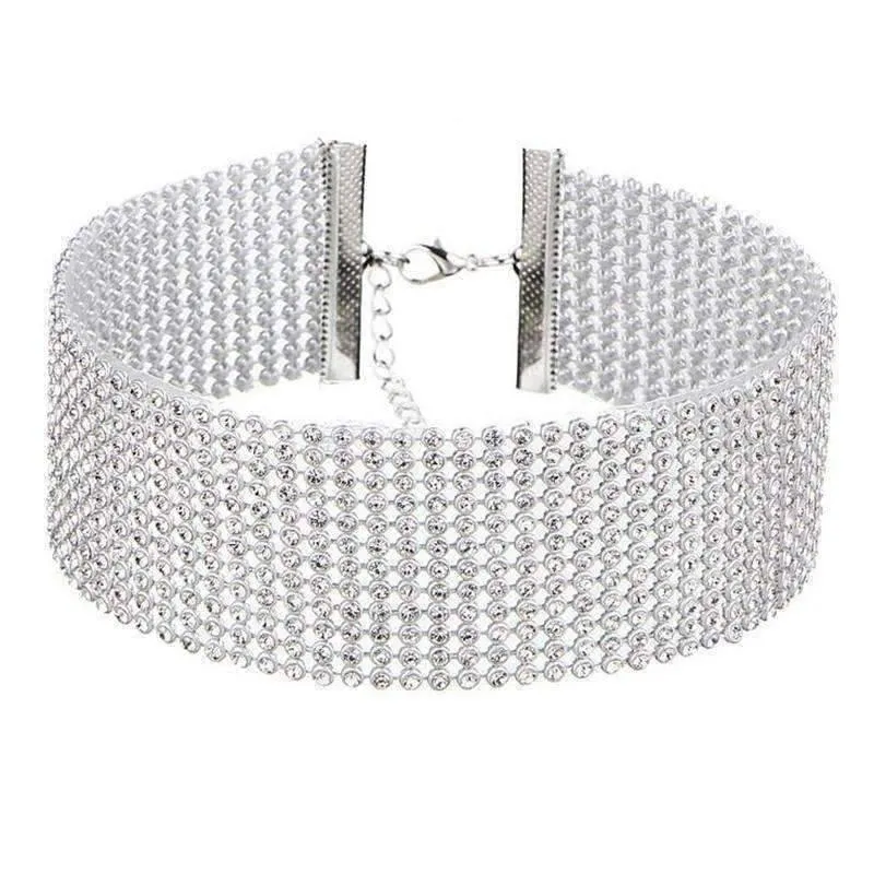 Crystal Clear Jeweled Rhinestone Choker in Four Sizes