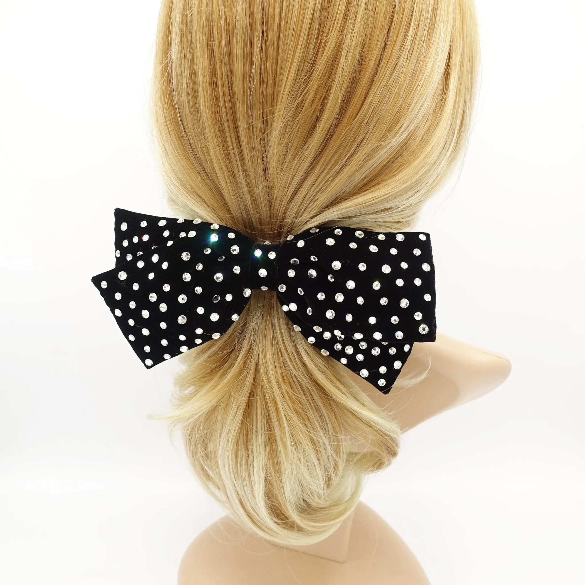 crystal embellished silk velvet hair bow padded headband