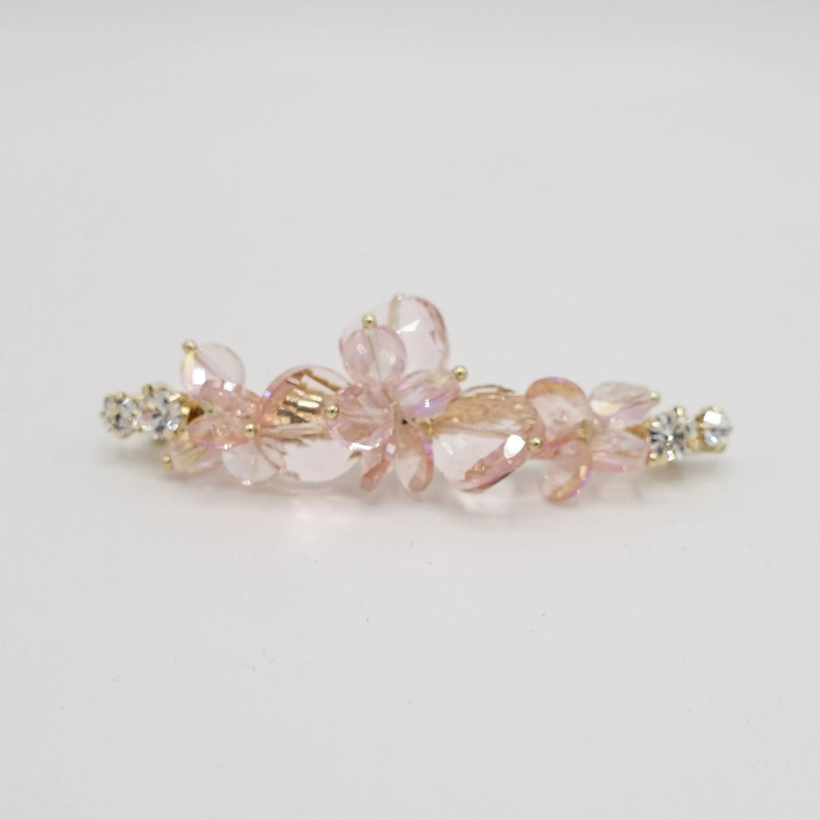 crystal glass beaded hair barrette