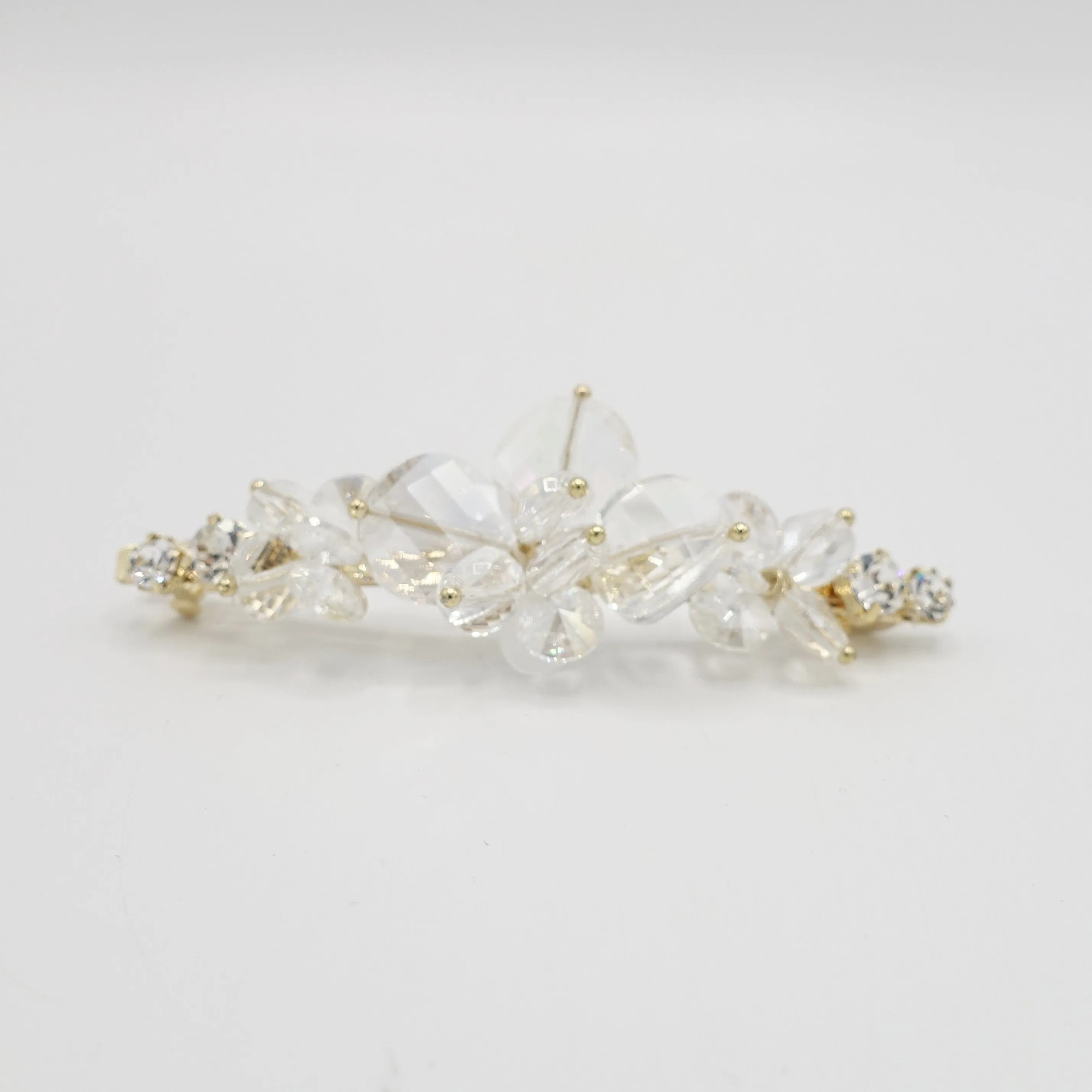 crystal glass beaded hair barrette