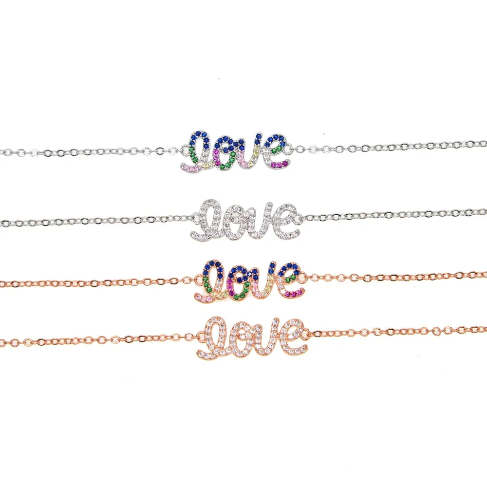 Crystal Love Letters 925 Sterling Silver Bracelets Charm Jewelry