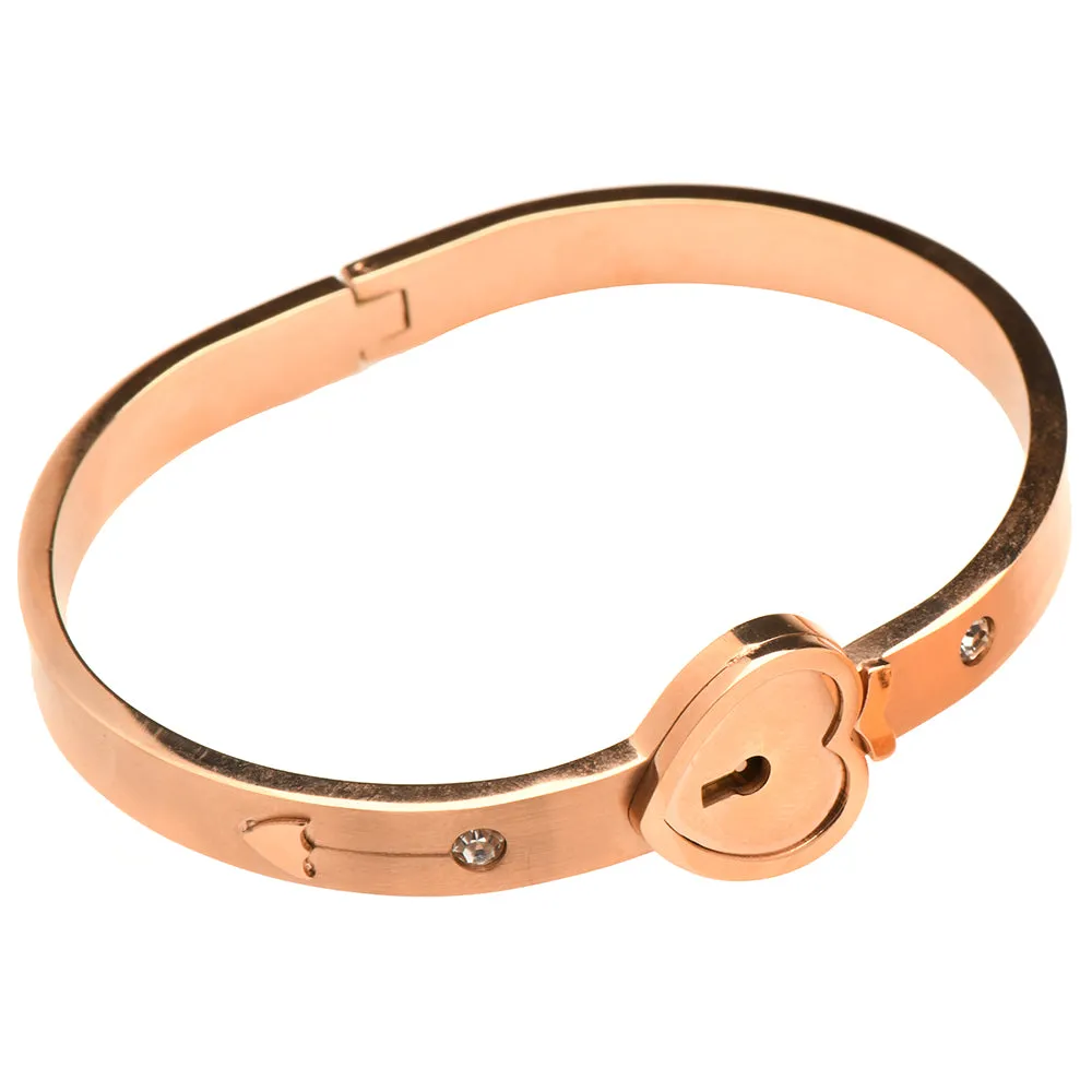 Cuffed Locking Bracelet & Key Necklace in Rose Gold