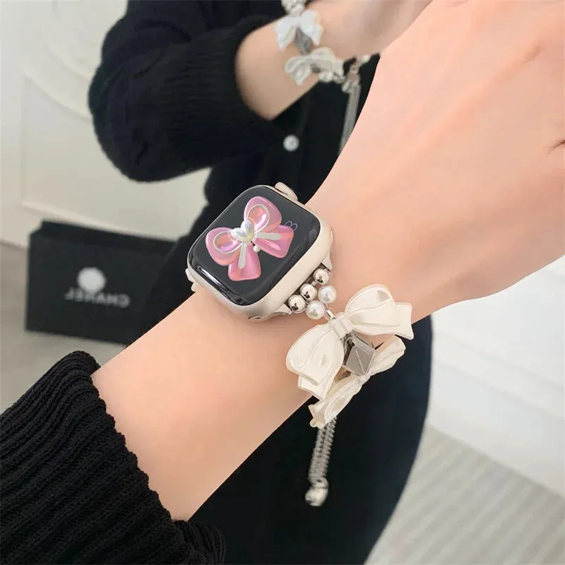 Cute Bear Stainless Chain For Apple Watch 6 4CuSE 7 3 Band 38 44mm 42mm 45mm 41mm Chain Strap For Apple Watch Series 5 40mm Belt