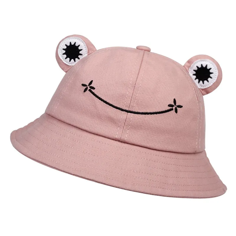 Cute Frog Bucket Hats women Bucket Hat Women Summer Outdoor Sun Fishing Cap Cotton Wild Panama Hats