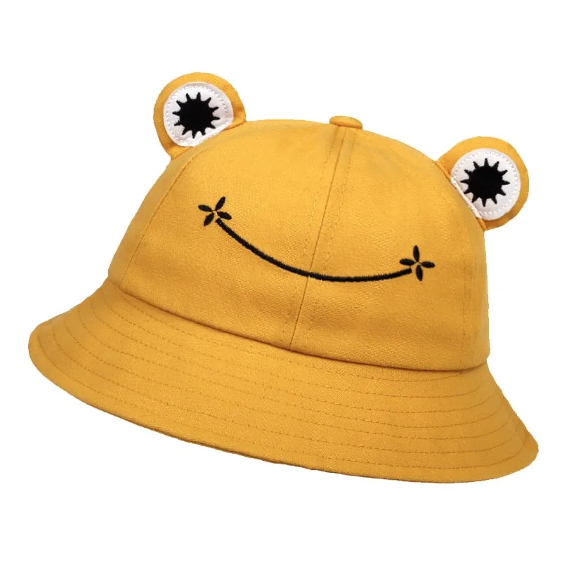 Cute Frog Bucket Hats women Bucket Hat Women Summer Outdoor Sun Fishing Cap Cotton Wild Panama Hats