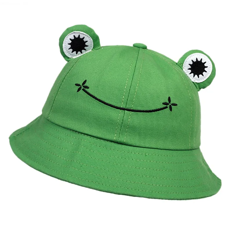 Cute Frog Bucket Hats women Bucket Hat Women Summer Outdoor Sun Fishing Cap Cotton Wild Panama Hats