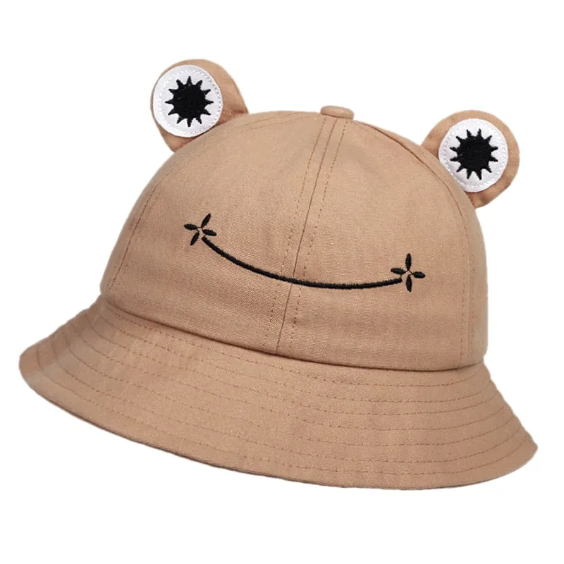 Cute Frog Bucket Hats women Bucket Hat Women Summer Outdoor Sun Fishing Cap Cotton Wild Panama Hats