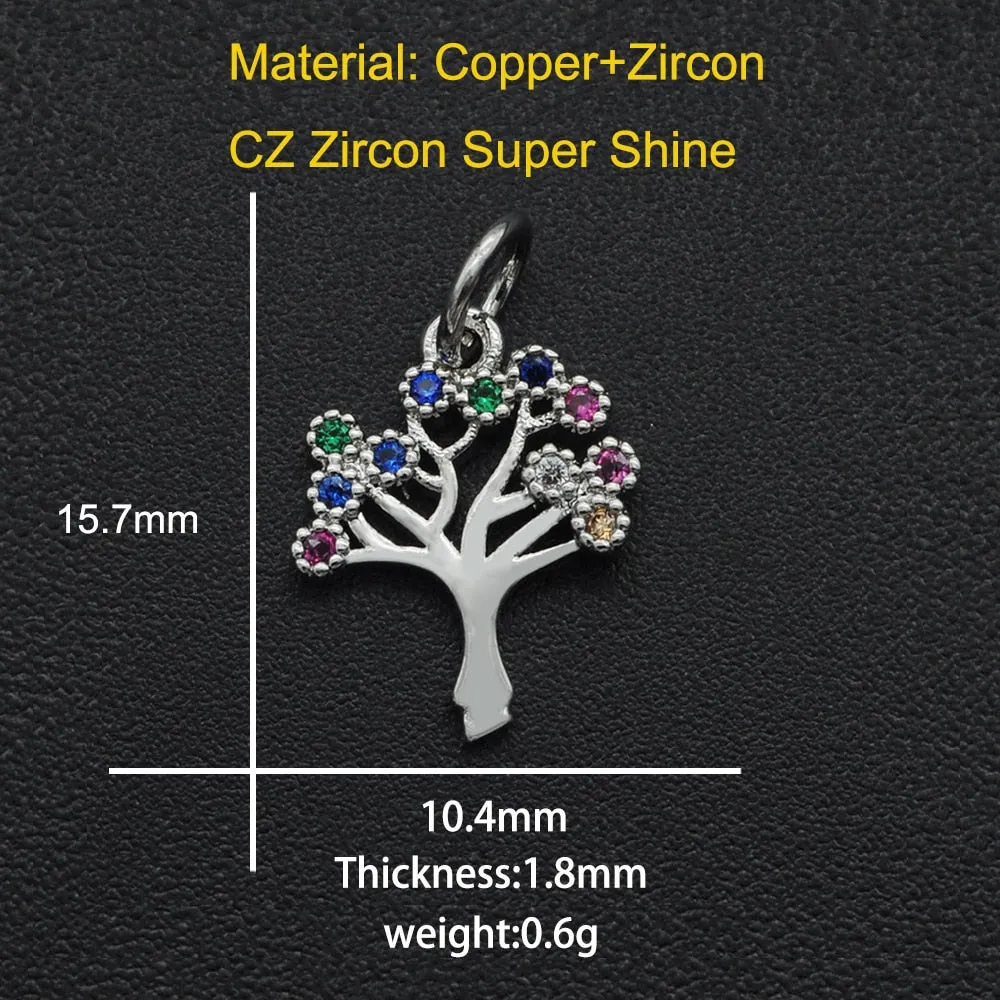 CZ Charms Cactus Necklace Pendant Zircon Tree of Life Connector For Jewelry Bracelet Accessories