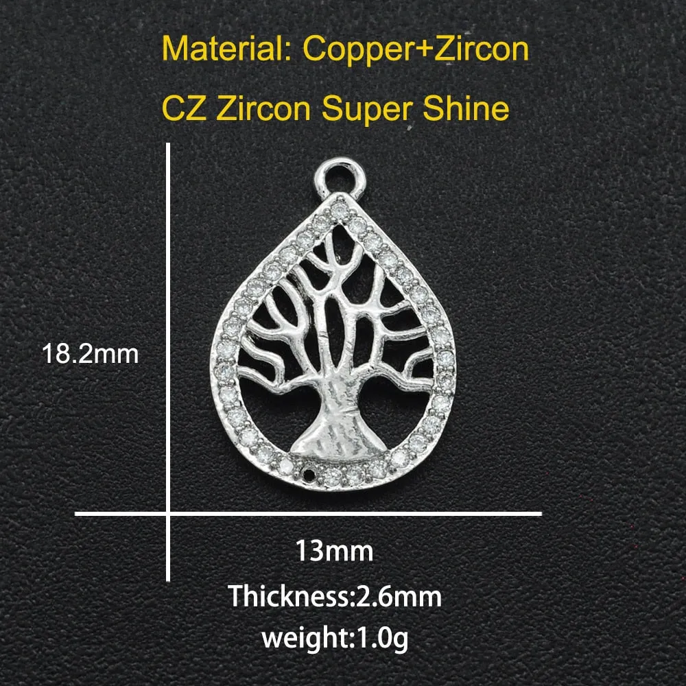 CZ Charms Cactus Necklace Pendant Zircon Tree of Life Connector For Jewelry Bracelet Accessories