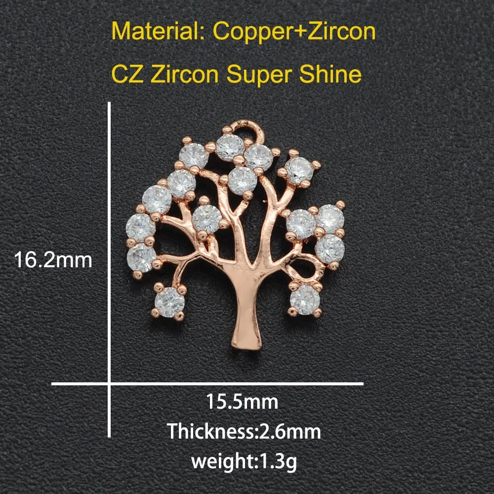 CZ Charms Cactus Necklace Pendant Zircon Tree of Life Connector For Jewelry Bracelet Accessories