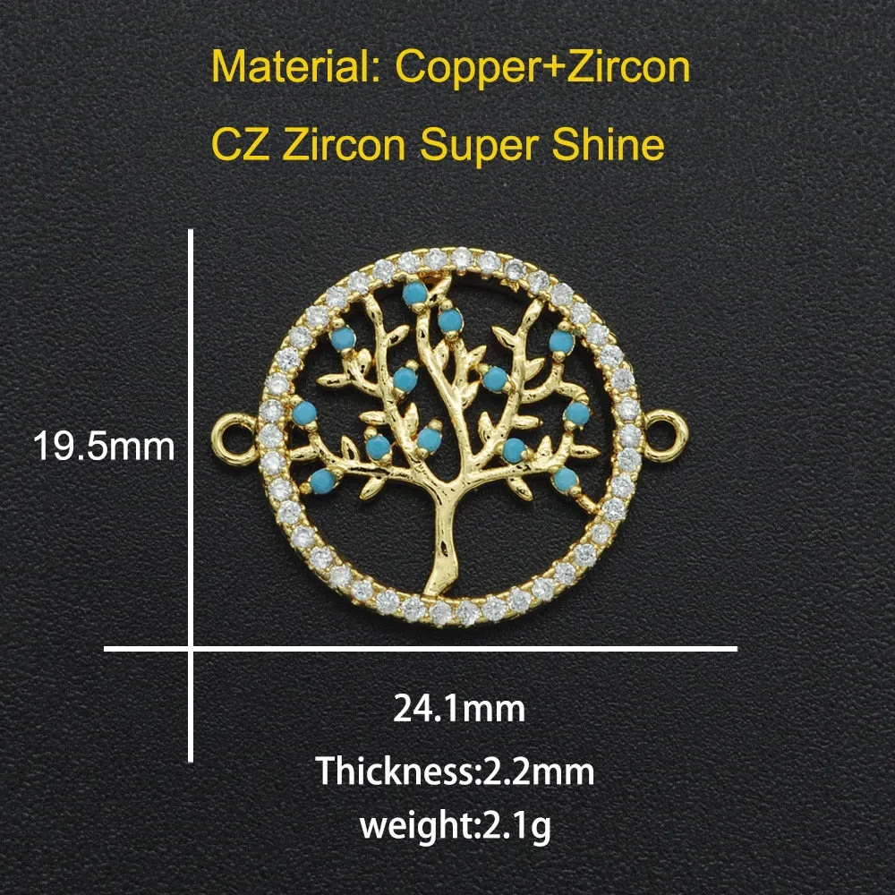 CZ Charms Cactus Necklace Pendant Zircon Tree of Life Connector For Jewelry Bracelet Accessories